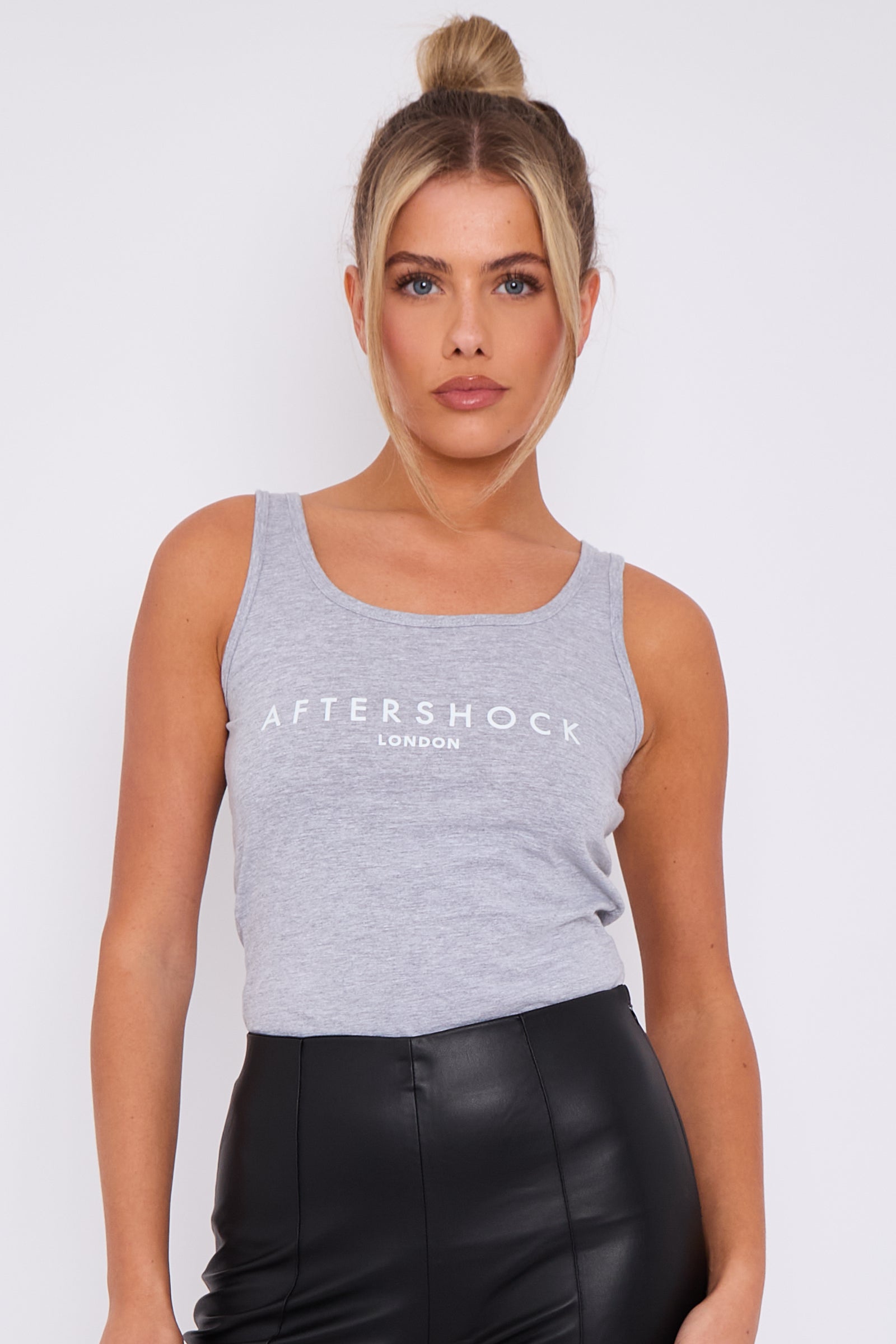 Grey Logo Round Neck Vest Top-0